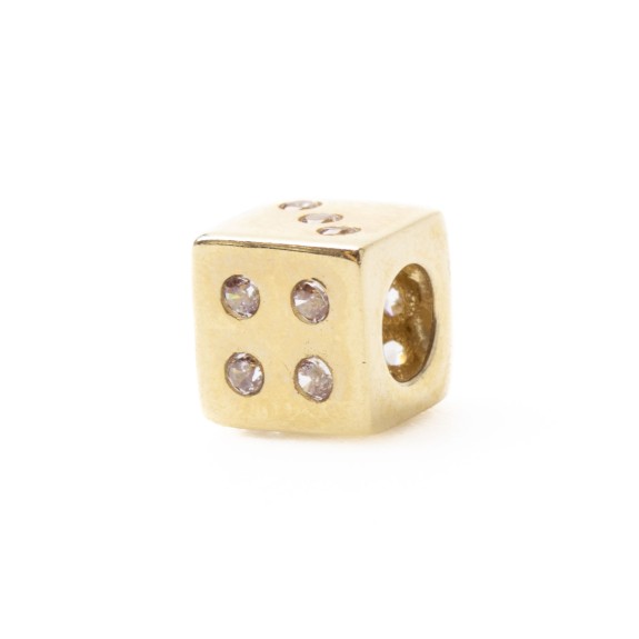 Złota zawieszka Charms kostka z cyrkoniami S4229