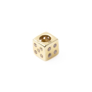 Złota zawieszka Charms kostka z cyrkoniami S4229