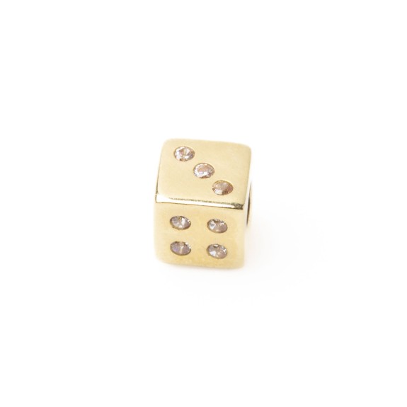 Złota zawieszka Charms kostka z cyrkoniami S4229 2