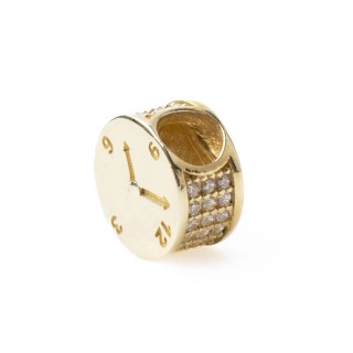 Złota zawieszka Charms zegar zegarek czas klasyczny S42213