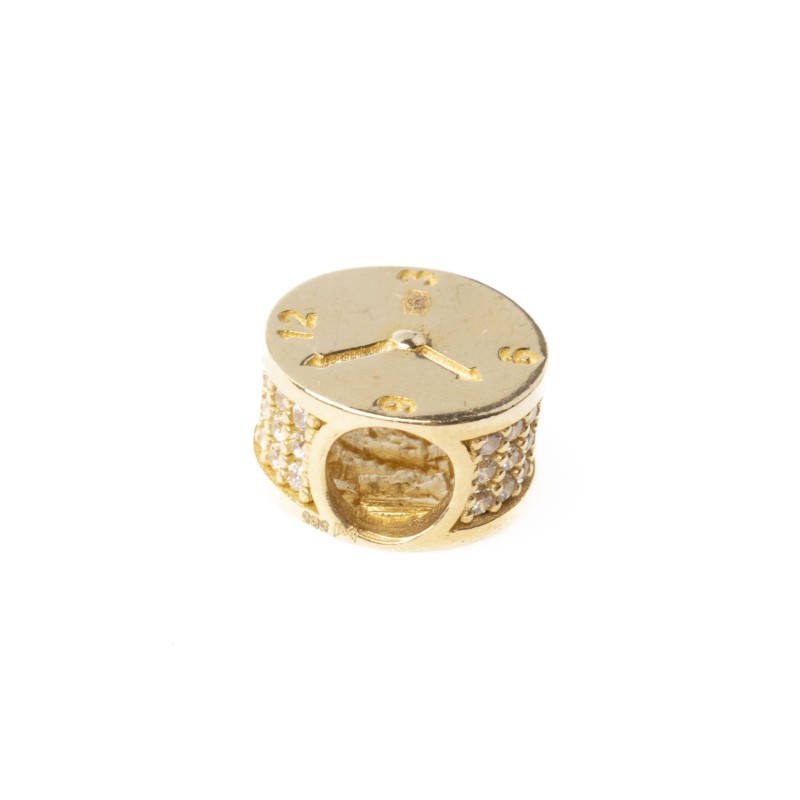 Złota zawieszka Charms zegar zegarek czas klasyczny S42213