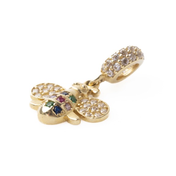 Złota zawieszka charms pszczółka z cyrkoniami L854/26 2