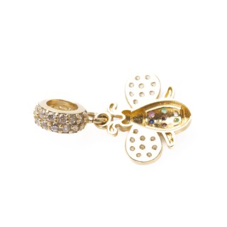 Złota zawieszka charms pszczółka z cyrkoniami L854/26