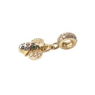 Złota zawieszka charms pszczółka z cyrkoniami L854/26