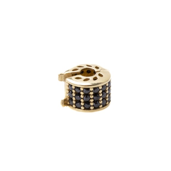 Złota zawieszka charms z czarnymi cyrkoniami L3522/27