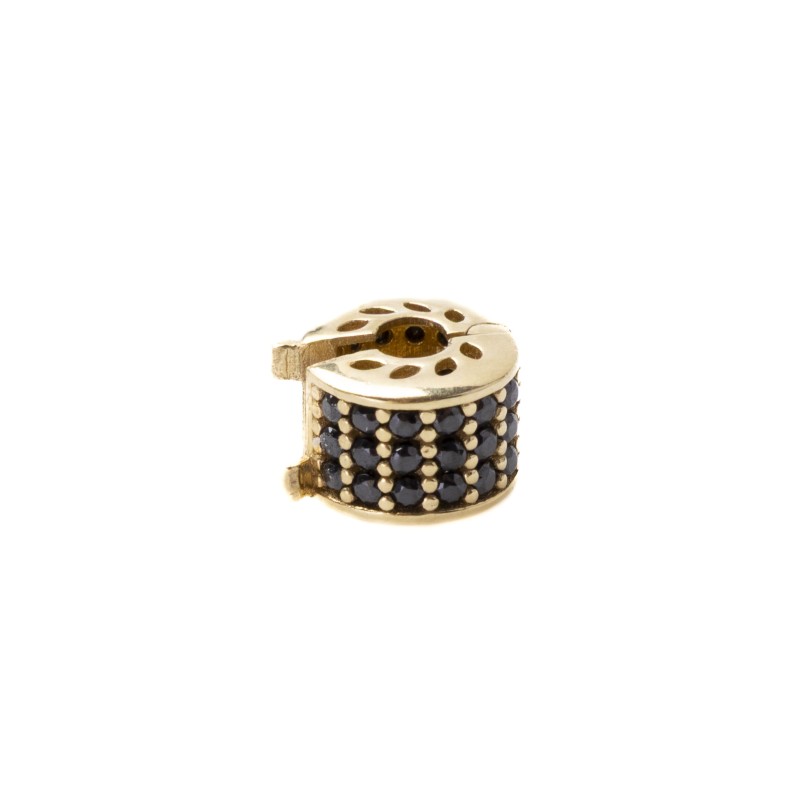 Złota zawieszka charms z czarnymi cyrkoniami L3522/27