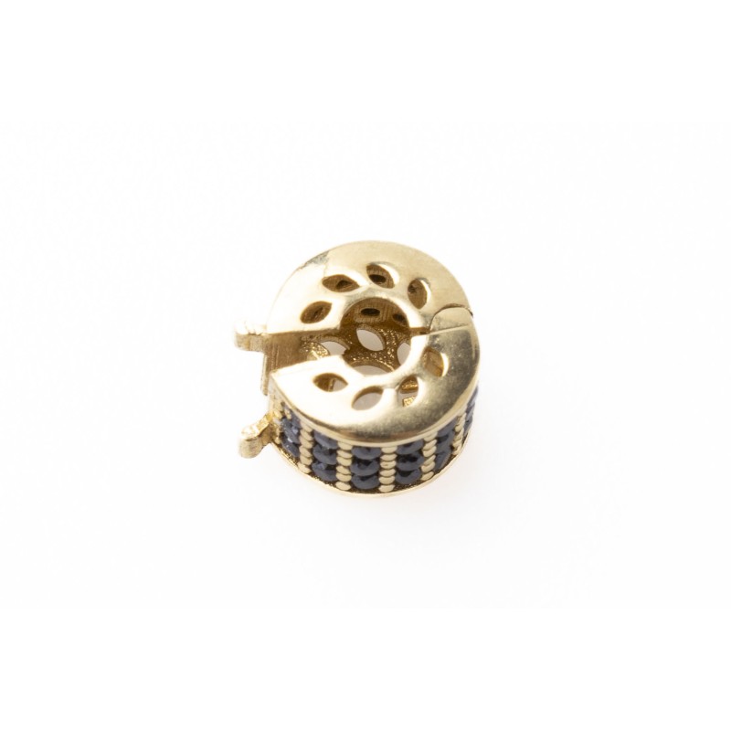 Złota zawieszka charms z czarnymi cyrkoniami L3522/27
