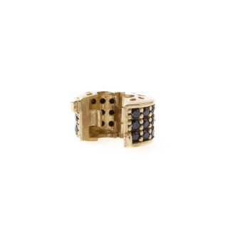 Złota zawieszka charms z czarnymi cyrkoniami L3522/27