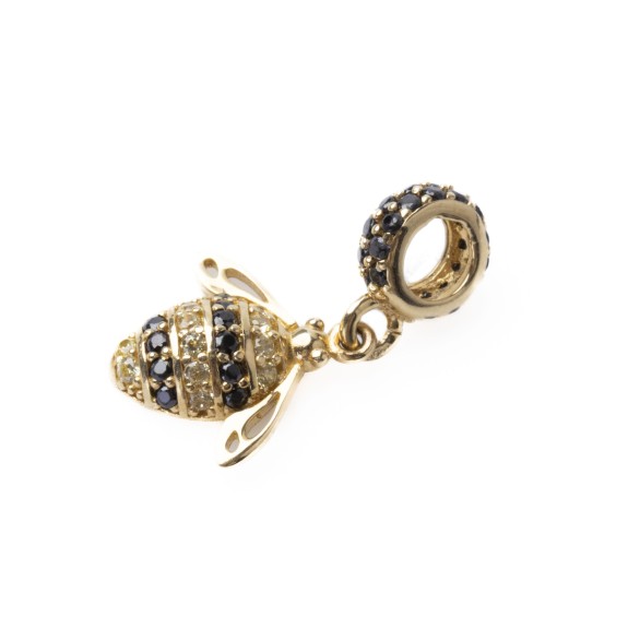 Złota zawieszka charms pszczoła z cyrkoniami L838/26