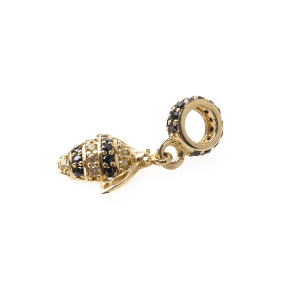 Złota zawieszka charms pszczoła z cyrkoniami L838/26 2