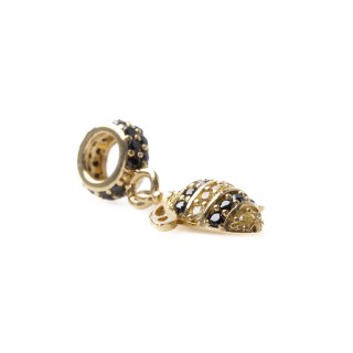 Złota zawieszka charms pszczoła z cyrkoniami L838/26