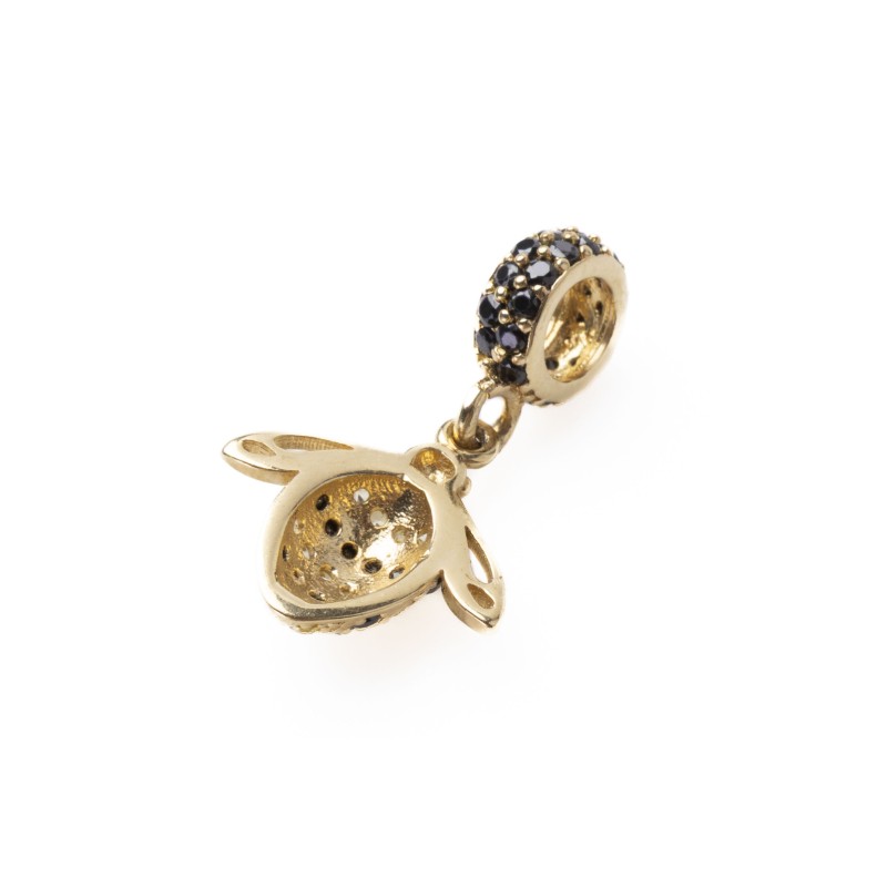 Złota zawieszka charms pszczoła z cyrkoniami L838/26