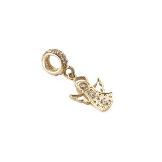 Złota zawieszka charms aniołek z cyrkoniami L823/26