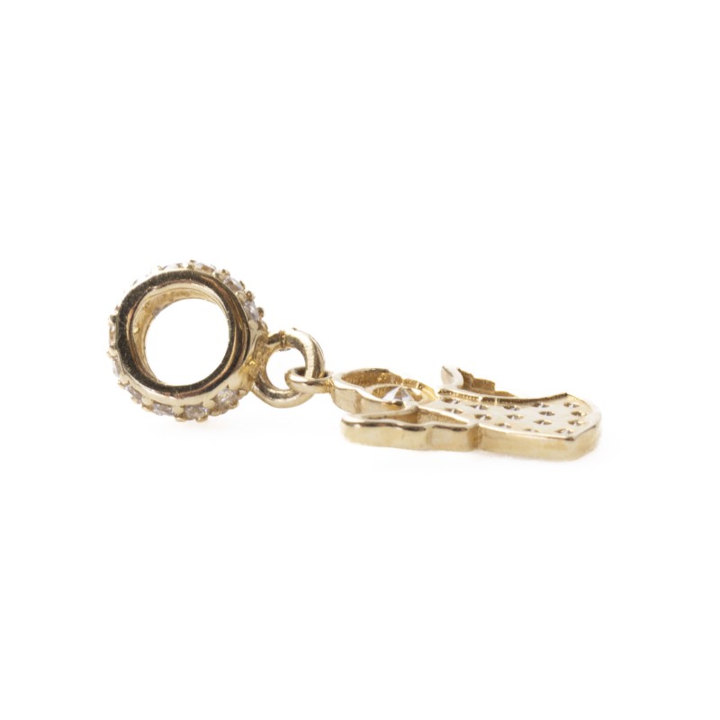 Złota zawieszka charms aniołek z cyrkoniami L823/26