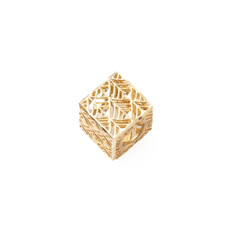 Złota zawieszka charms ażurowa sześcian L818/26