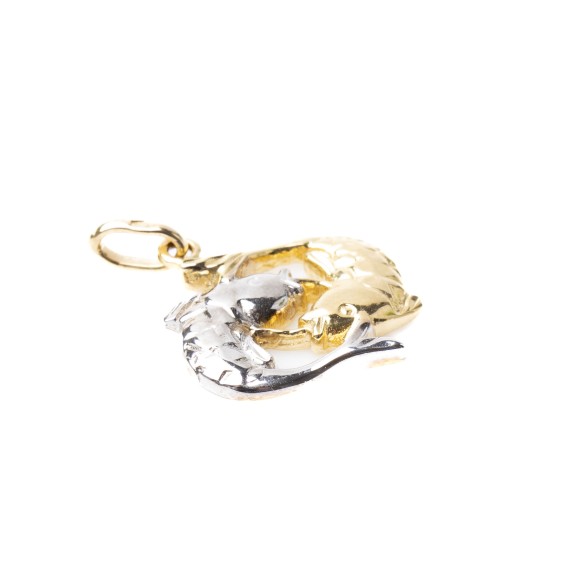 Złota zawieszka dwukolorowa znak zodiaku ryba 51925 2