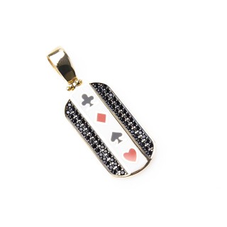 Złota zawieszka karty pokerowe czarne cyrkonie unisex S6259