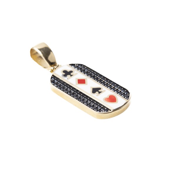 Złota zawieszka karty pokerowe czarne cyrkonie unisex S6259 2