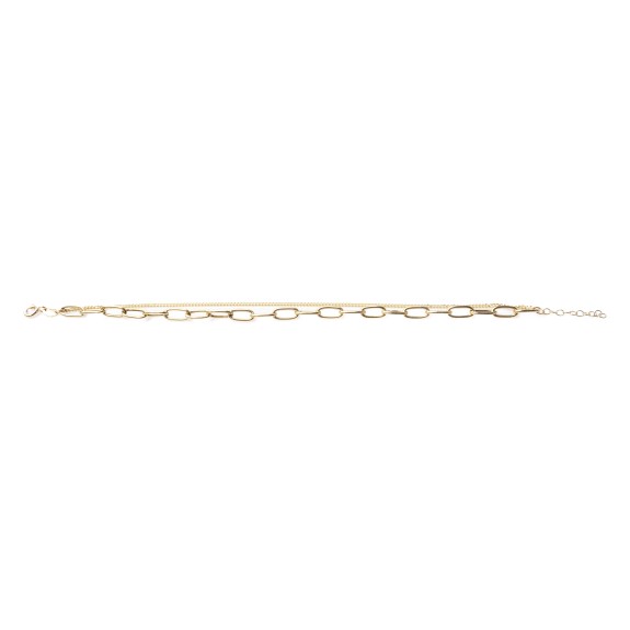 Złota bransoletka podwójna – splot paperclip i linka 200324