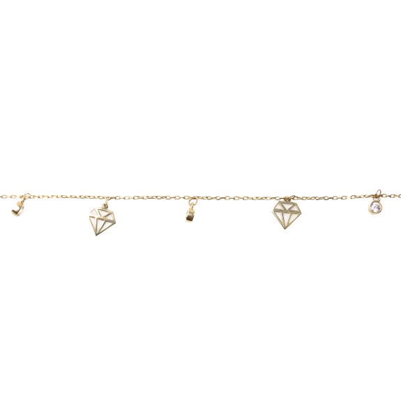 Złota bransoletka z zawieszkami diamentami S58245