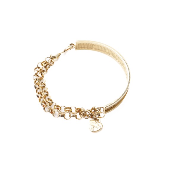 Złota bransoletka bangle z łańcuszkiem Rolo 18123