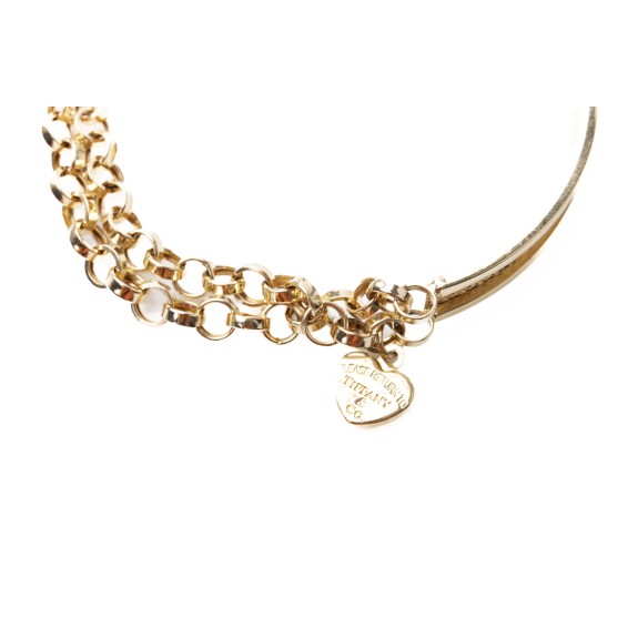 Złota bransoletka bangle z łańcuszkiem Rolo 18123 2