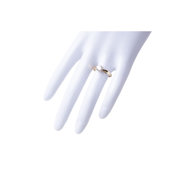 Złoty pierścionek solitaire z dużą cyrkonią 1325/4